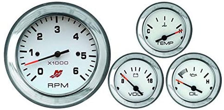 Mercury - Flagship Instrument Set - White Face - Chrome Bezel - For Various Mercury Outboard & MCM Products - 79-895283A41