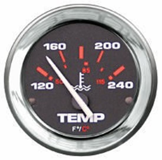 Mercury Quicksilver - Admiral Water Temperature Gauge - Black Face - Chrome Bezel - Fits All MCM/MIE Gasoline Engines & Mercury/Mariner Vâ€‘6 Outboards - 79-895287Q61