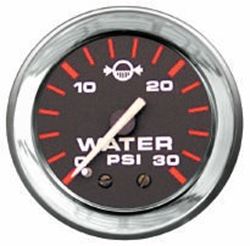 Mercury Quicksilver - Admiral Water Pressure Gauge - Black Face - Chrome Bezel - Fits Mercury/Mariner 25/30/40/45/50/75/90/115/225, All V 6, & Force 75, 90, 120 - 79-895288Q64