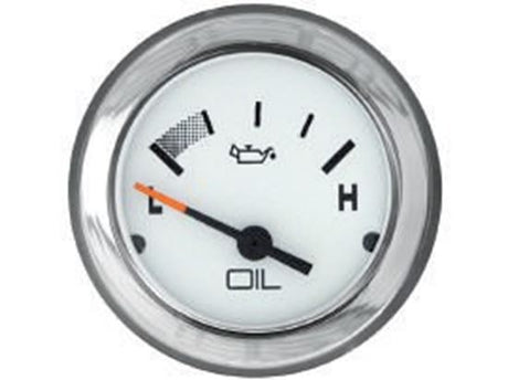 Mercury - Flagship Oil Pressure Gauge - White Face - Chrome Bezel - Fits All MCM/MIE Gasoline Engines & Mercury/Mariner 25/30/40/45/50/225 Outboards - 79-895289A41