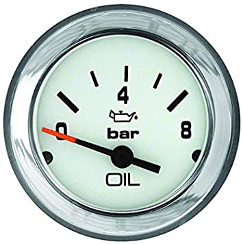 Mercury - Flagship Oil Pressure Gauge - White Face - Chrome Bezel - Fits D3.0L, D3.6L, 4.2L Diesels & D2.8, D4.2L, D7.3L ES & EI Models - 79-895289A42