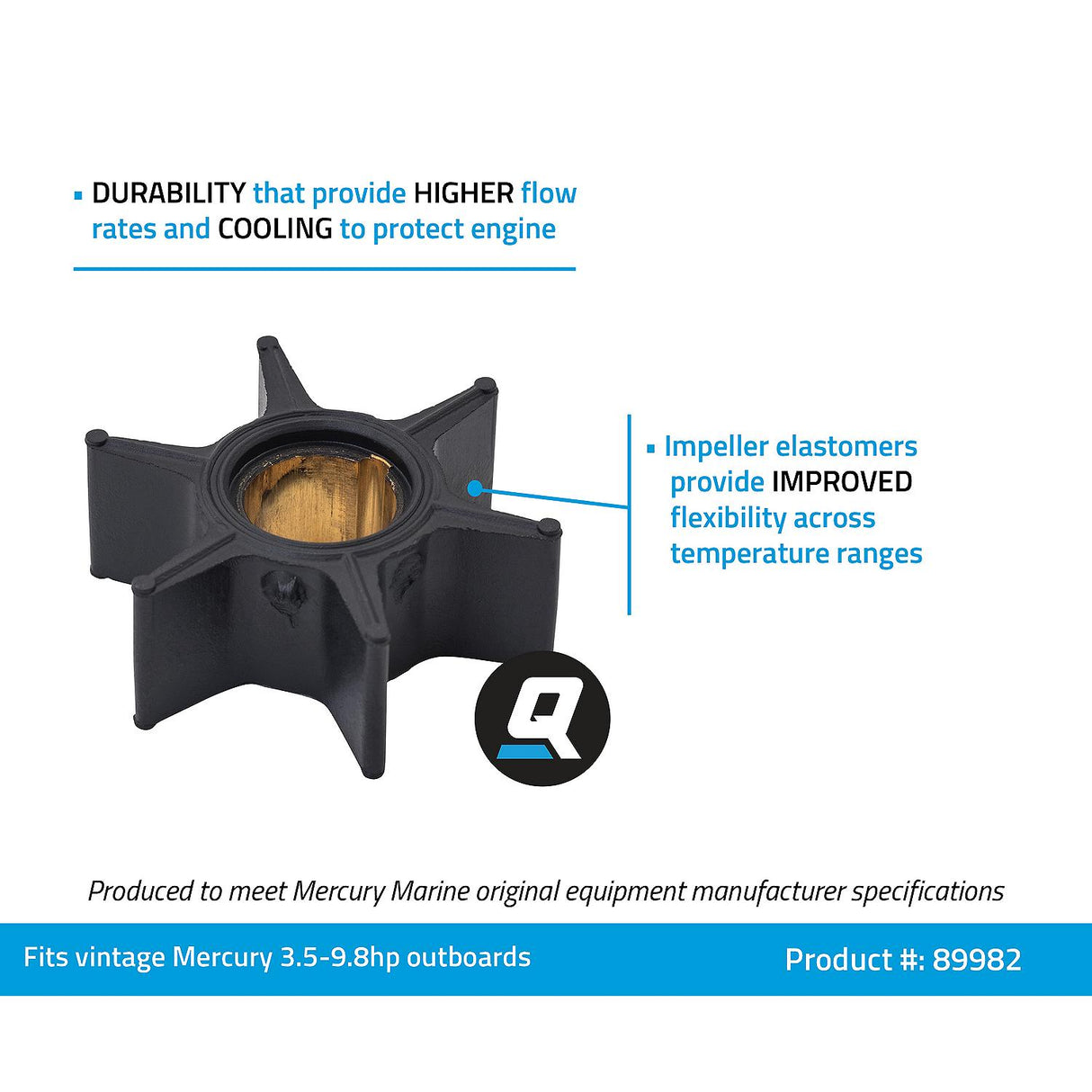 Mercury - Water Pump Impeller - Fits 20 HP 1970-1985 - 47-89982