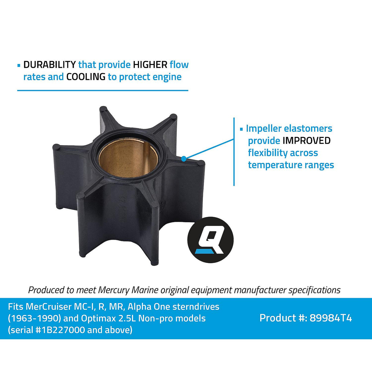 Mercury - Outboard Water Pump Impeller - Fits MCM & Outboard Applications - 47-89984T4