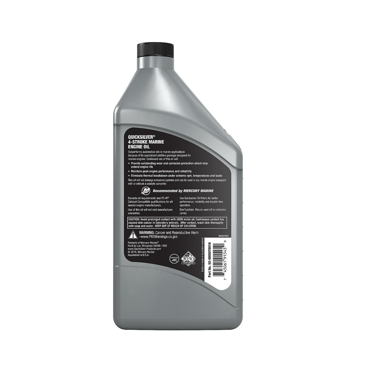 Quicksilver 4-Stroke 10W30 Marine Engine Oil - Quart - 92-8M0078616