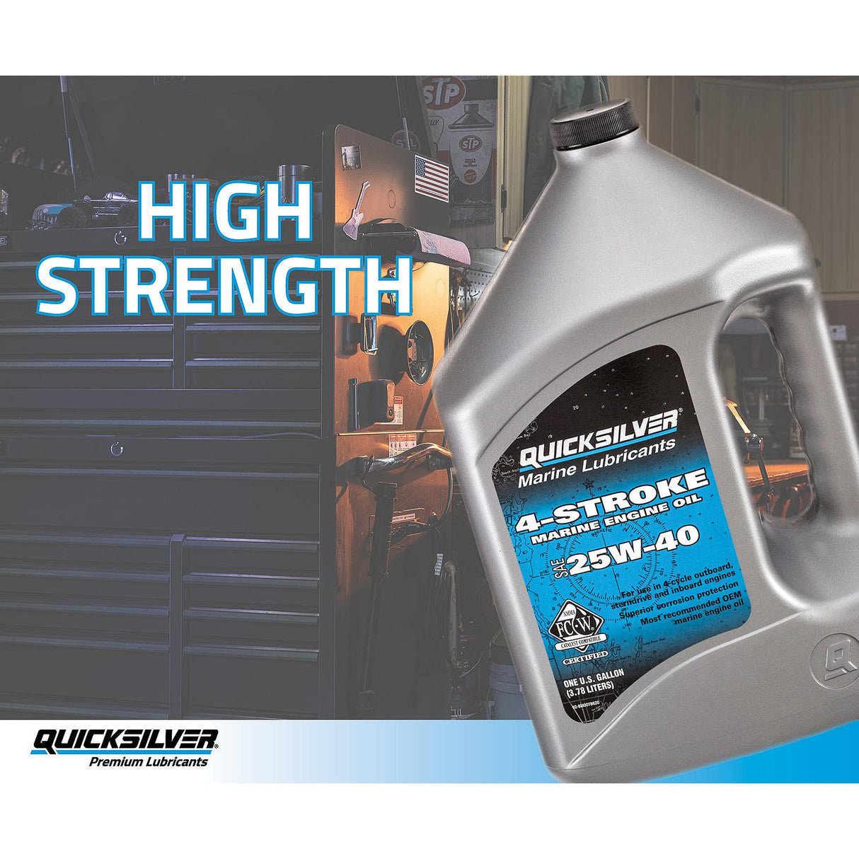 Quicksilver 4-Stroke 25W40 Marine Engine Oil - Gallon - 92-8M0078620
