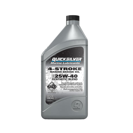 Quicksilver 4?Stroke 25W40 Synthetic Blend Marine Engine Oil - Quart - 92-8M0078622