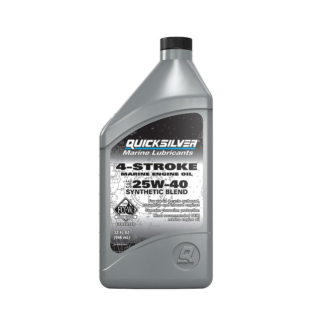 Quicksilver 4?Stroke 25W40 Synthetic Blend Marine Engine Oil - Quart - 92-8M0078622