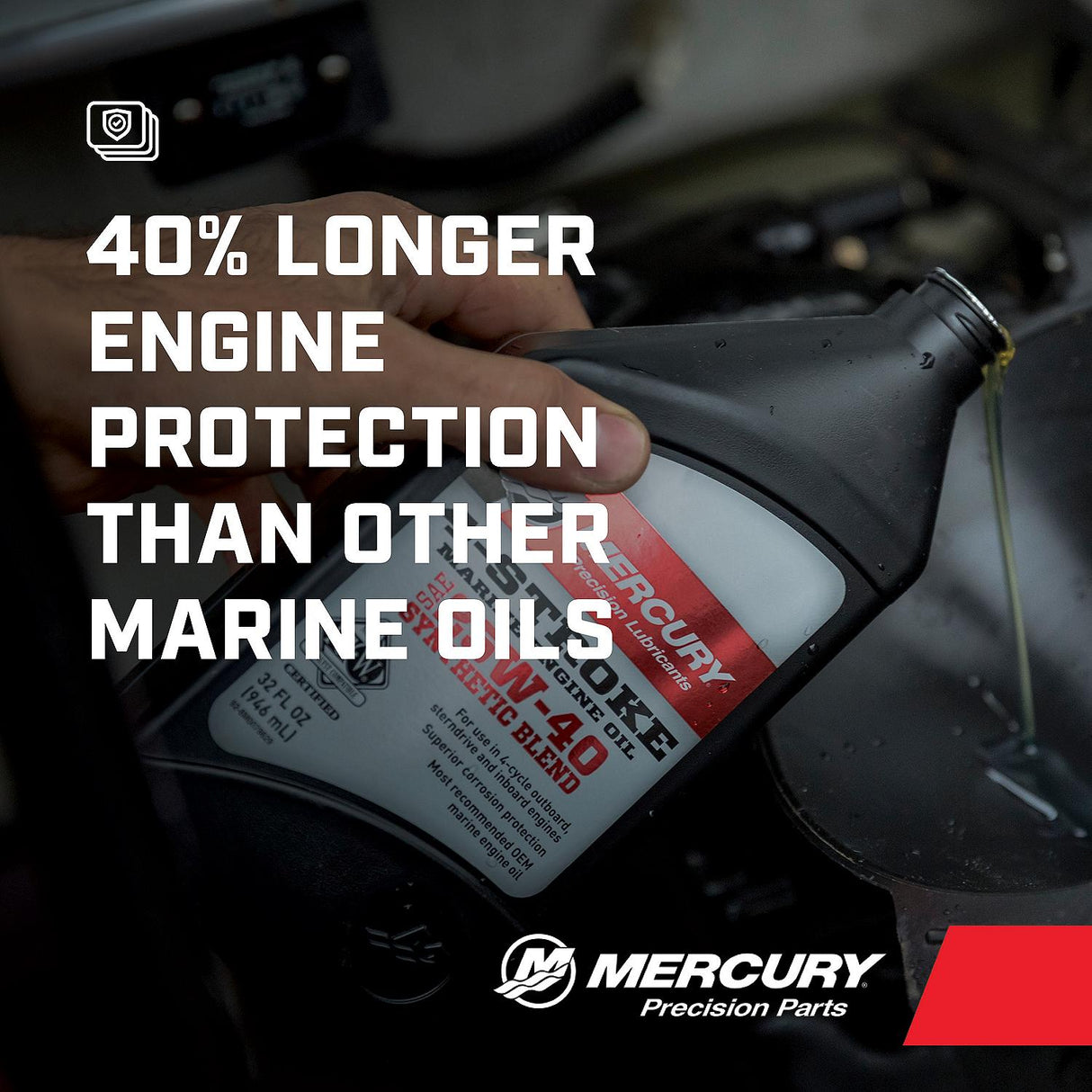 Mercury Synthetic Blend 4 Stroke 25W 40 Marine Oil - Quart - 92-8M0078629