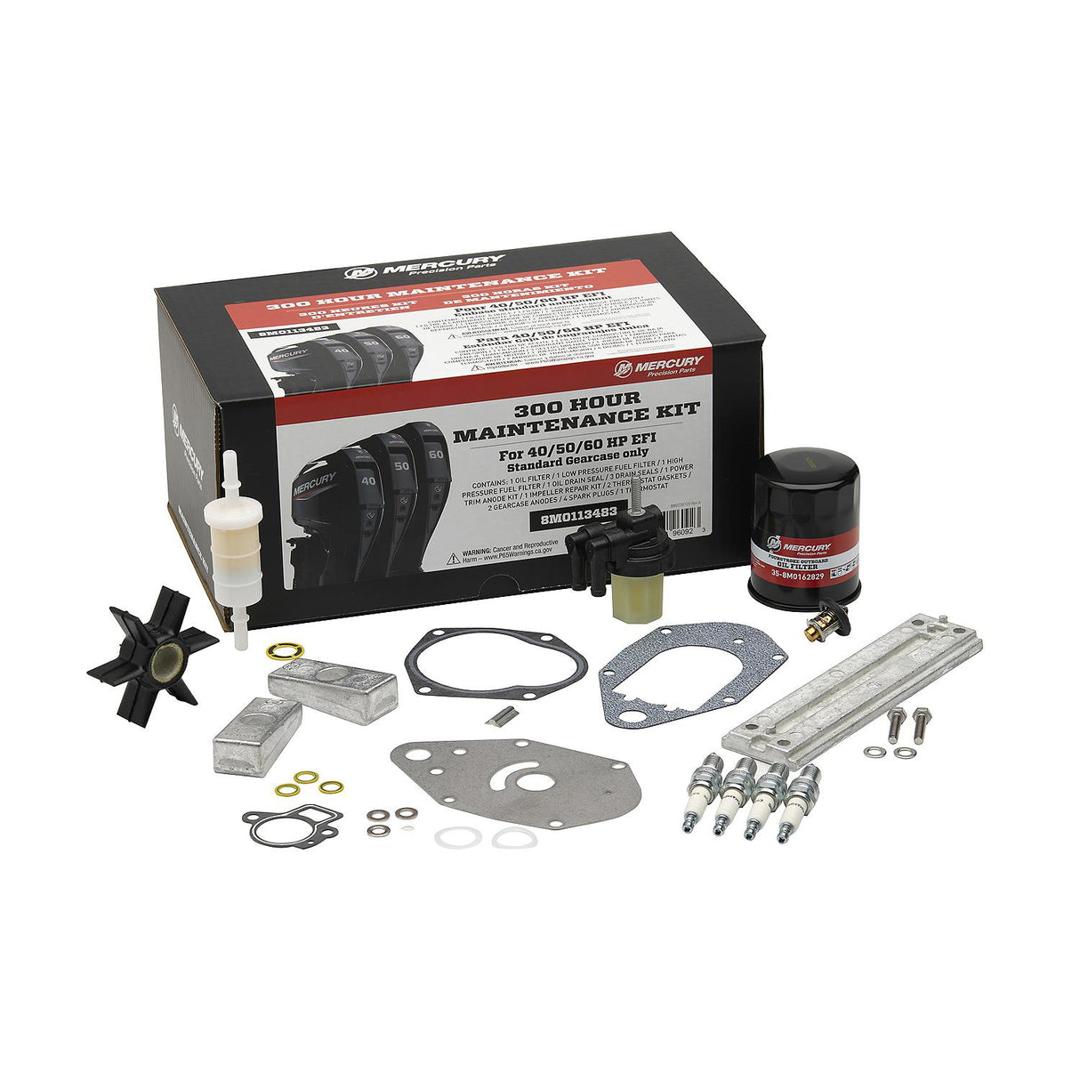 Mercury 40/50/60 EFI 300 Hour Service Kit - Standard Gearcases Only - For Serial  Numbers 1C453840 & Up- 8M0113483