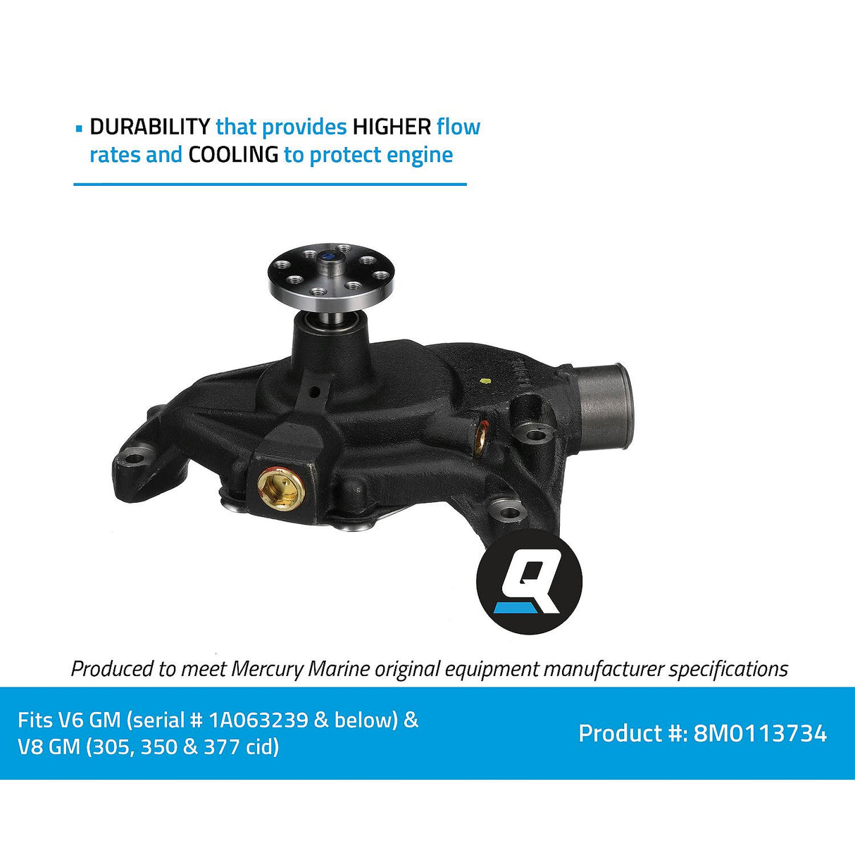 Mercury - Water Circulating Pump - Fits GM V‑6 & V‑8 Engines - 46-8M0113734