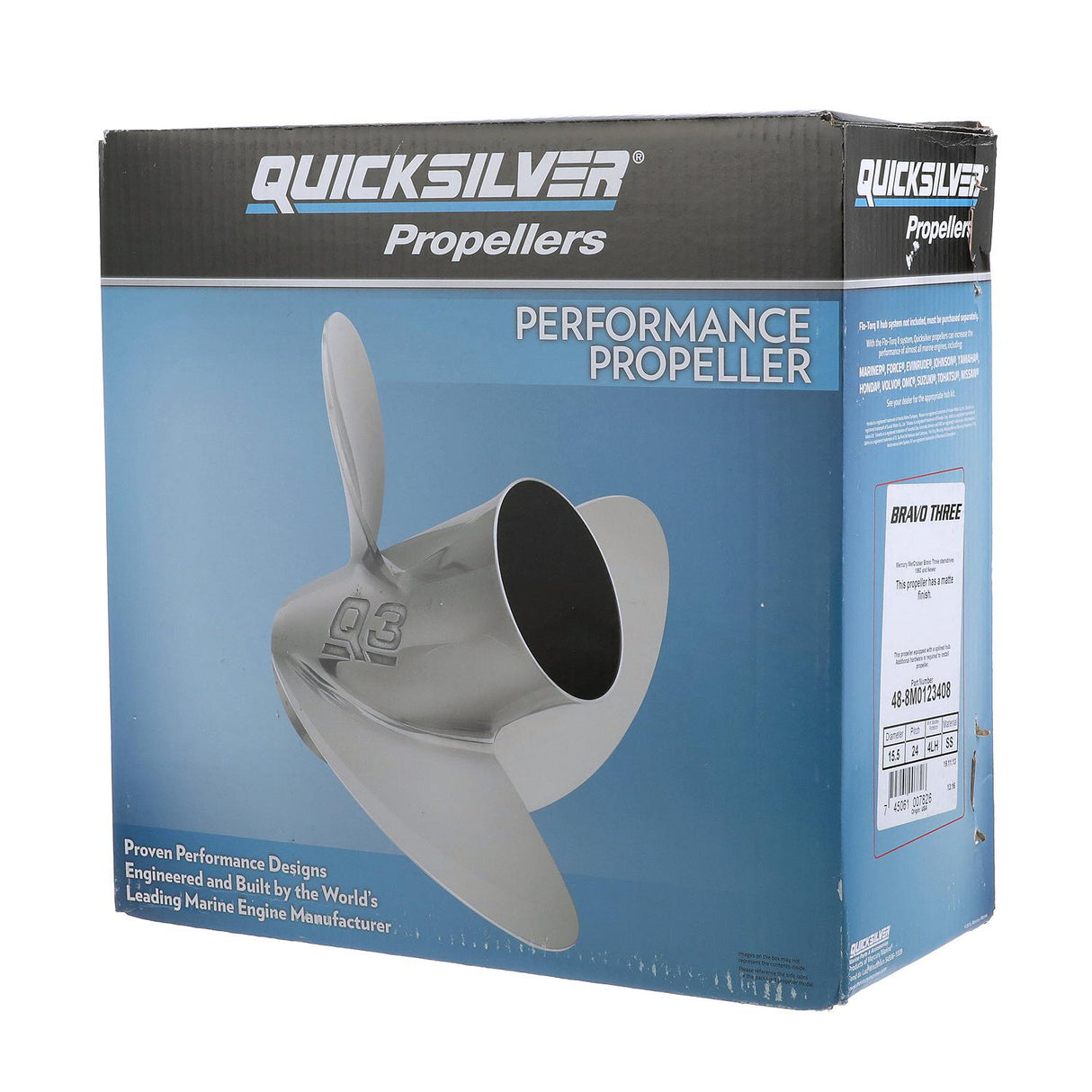 Mercury - Quicksilver Bravo Three Propeller - 4-Blade - Front Prop Only - 15.5 DIa. - 24 Pitch - 48-8M0123408