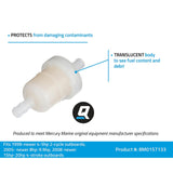 Mercury - Outboard Inline Fuel Filter - Fits 4/5 HP 2 Cycle - 4/5/6 HP Four Stroke - 8/9.9 HP Four Stroke - 15/20 HP Four Stroke - 35-8M0157133