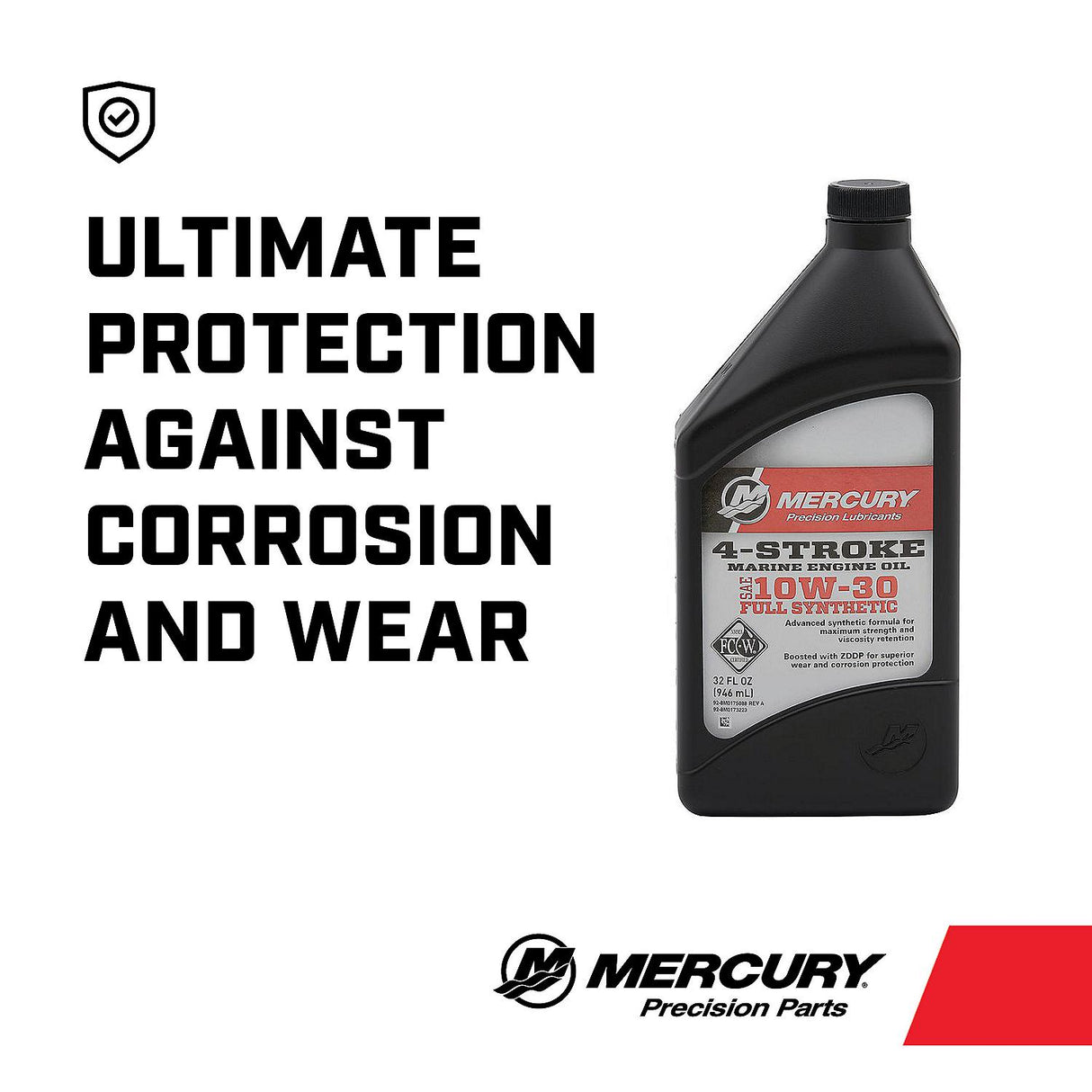 Mercury Full Synthetic 4 Stroke 10W 30 Marine Engine Oil - Quart - 92-8M0173223