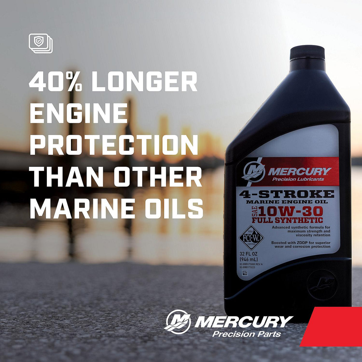 Mercury Full Synthetic 4 Stroke 10W 30 Marine Engine Oil - Quart - 92-8M0173223