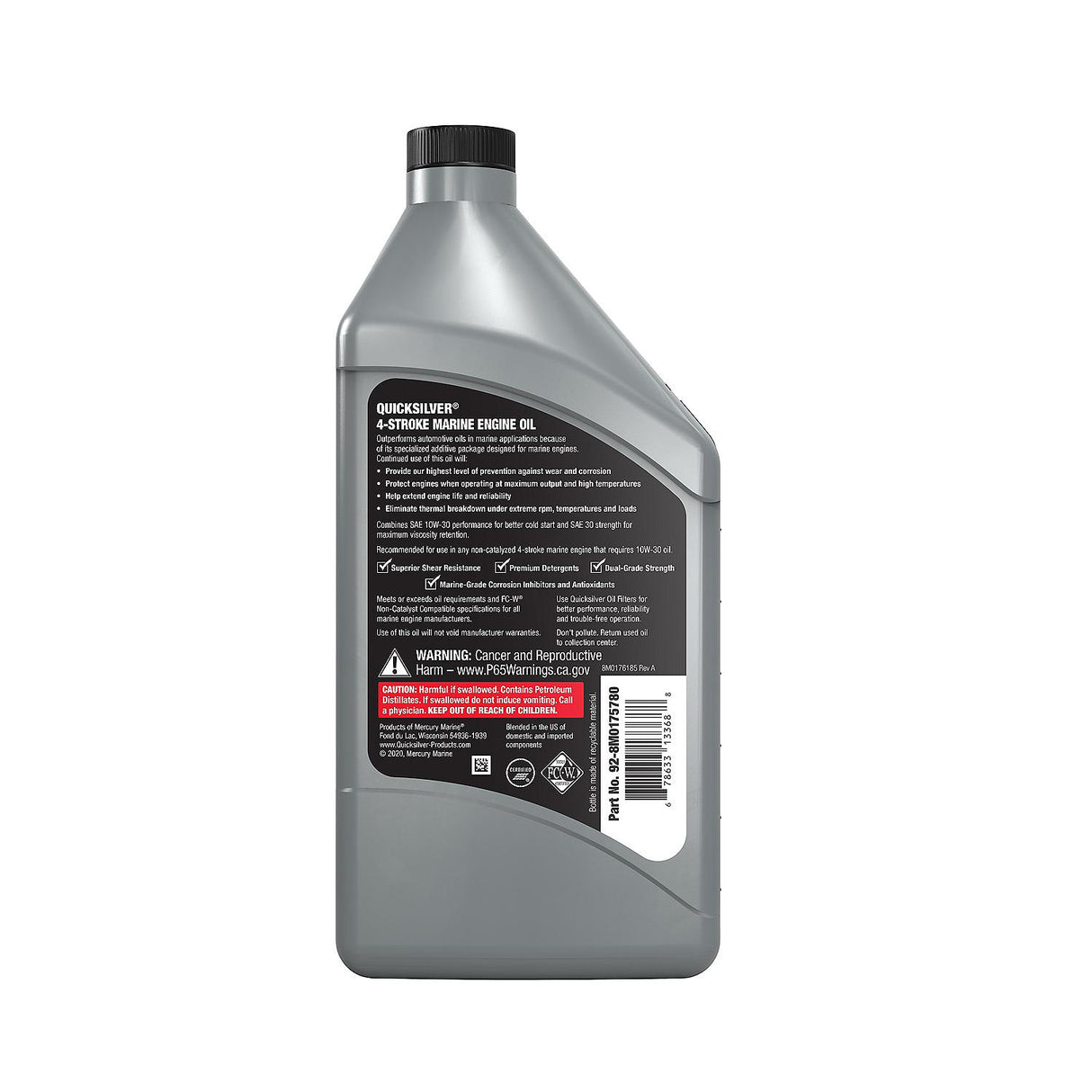 Quicksilver 10W-30 Full Synthetic Marine Engine Oil - Quart - 92-8M0175780