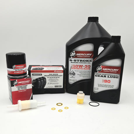 Mercury 40/50/60 HP EFI 4-Stroke Complete 100 Hour Service Maintenance Kit 10W-30 Synthetic Blend - 8M0232733 (Superseded from 8M0090558)