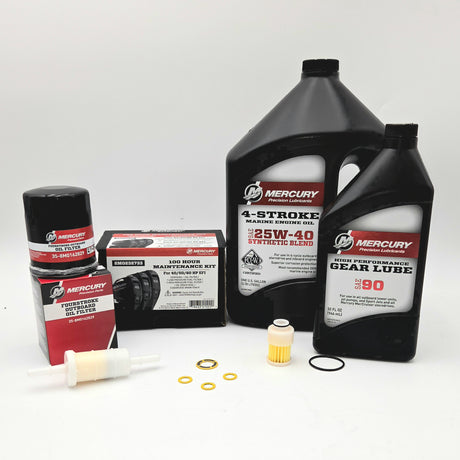 Mercury 40/50/60 HP EFI 4-Stroke Complete 100 Hour Service Maintenance Kit 25W-40 Synthetic Blend - 8M0232733 (Superseded from 8M0090558)