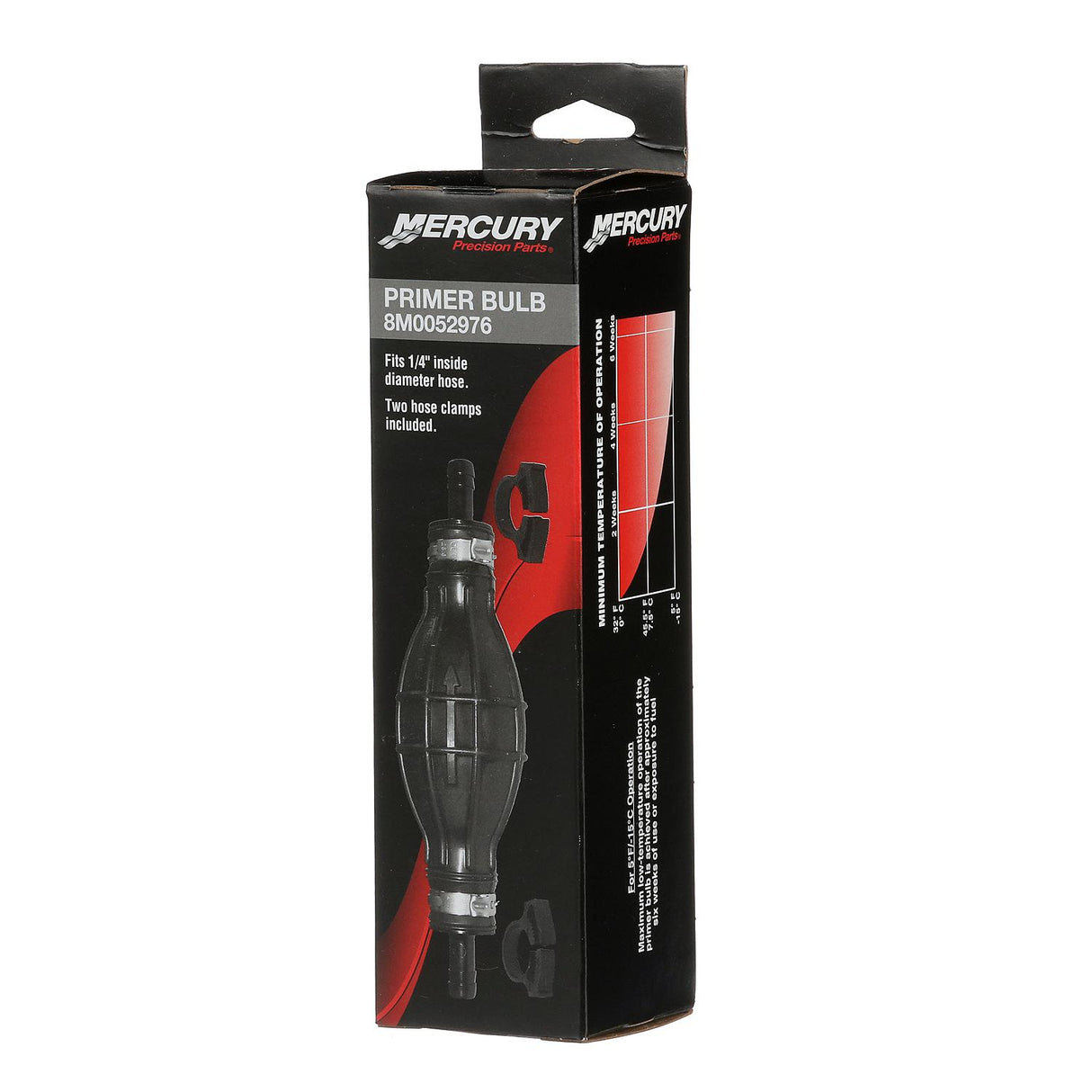 Mercury Marine Primer Bulb - Fits 1/4" Inside Diameter - Hose Clamps Included - 8M0052976