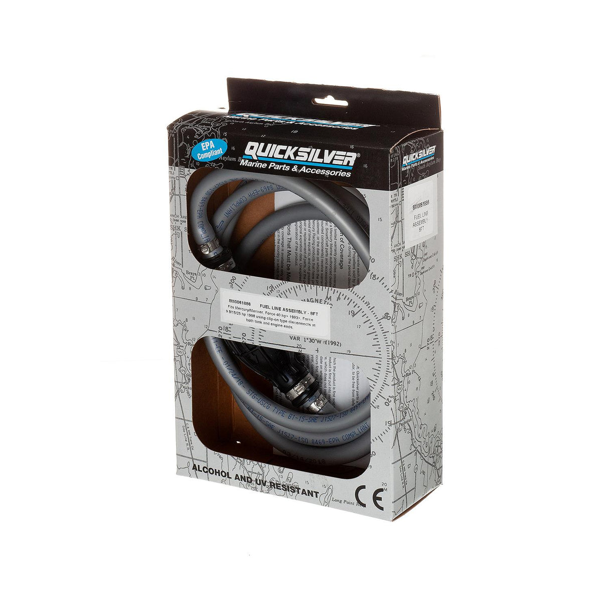 Mercury Quicksilver - Fuel Line Assembly - 8 Ft - Fits Force 40 HP and Larger, Force 9.9/15/25 HP & Mercury/Mariner Outboards - 32-8M0061886