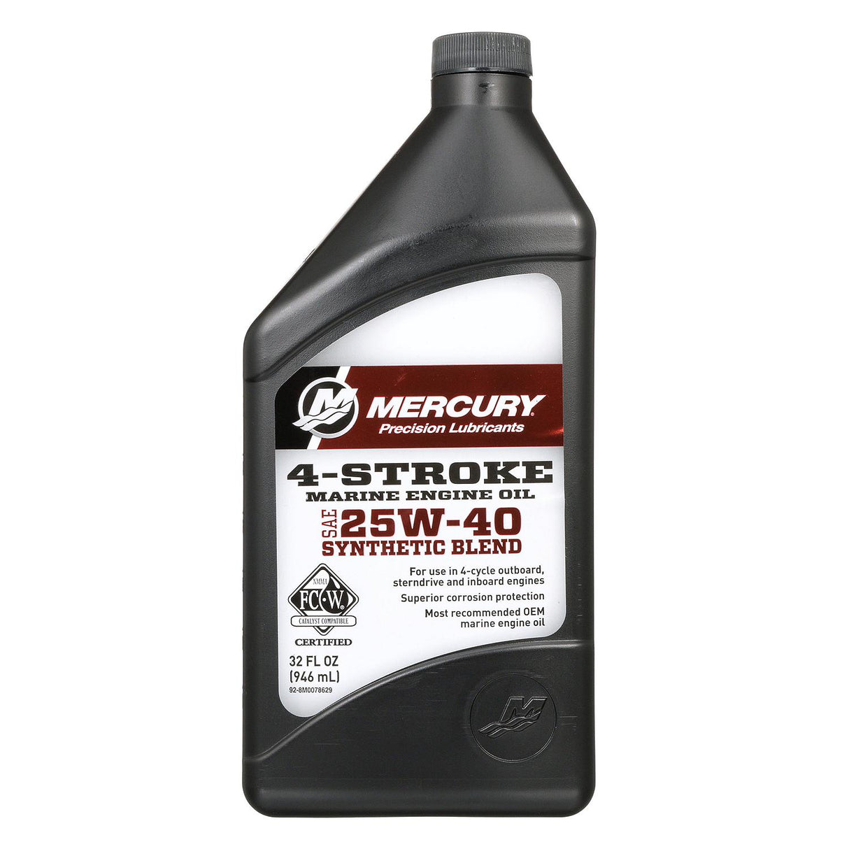 Mercury Synthetic Blend 4 Stroke 25W 40 Marine Oil - Quart - 92-8M0078629