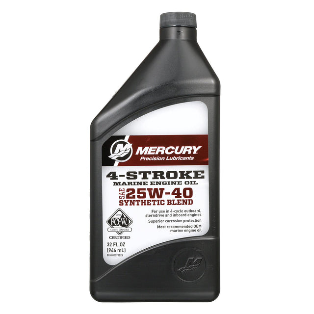 Mercury Synthetic Blend 4 Stroke 25W 40 Marine Oil - Quart - 92-8M0078629