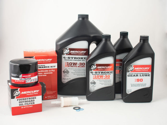 Mercury 75-115HP Four Stroke (1.7L) Complete 100 Hour Service Maintenance Kit 8M0097856 10W-30 Synthetic Blend - S/N 1B366823 - 2B094995