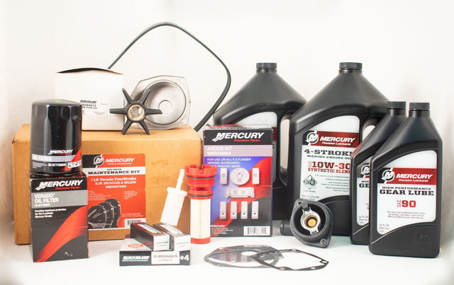 Mercury Verado 200 225 250 275 300 350 L6 Complete 300 Hour Service Maintenance Kit 10W-30 Synthetic Blend - 8M0097859 - S/N 2B144122 & Below