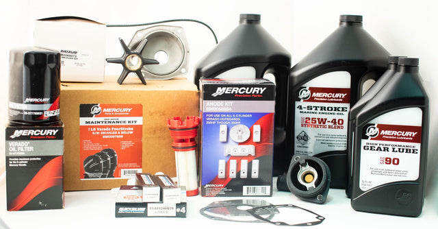 Mercury Verado 200 225 250 275 300 350 L6 Complete 300 Hour Service Maintenance Kit 25W-40 Synthetic Blend - 8M0097859 - S/N 2B144122 & Below