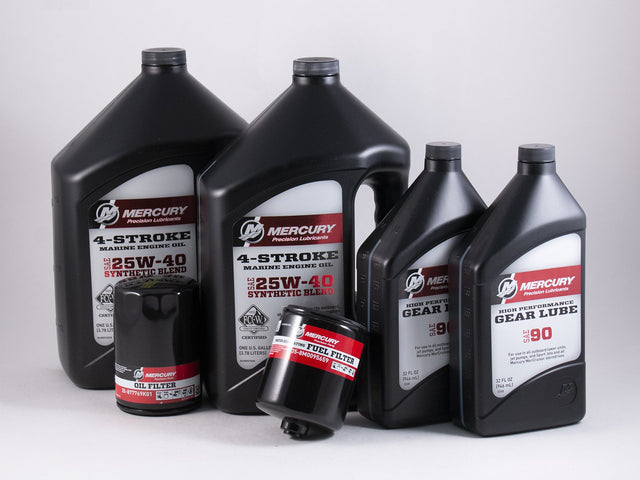 Mercury Verado 200 225 250 275 300 350 L6 Complete 100 hour Service Maintenance Kit 25W-40 Synthetic Blend - 8M0120657 - S/N 2B144123 & Above