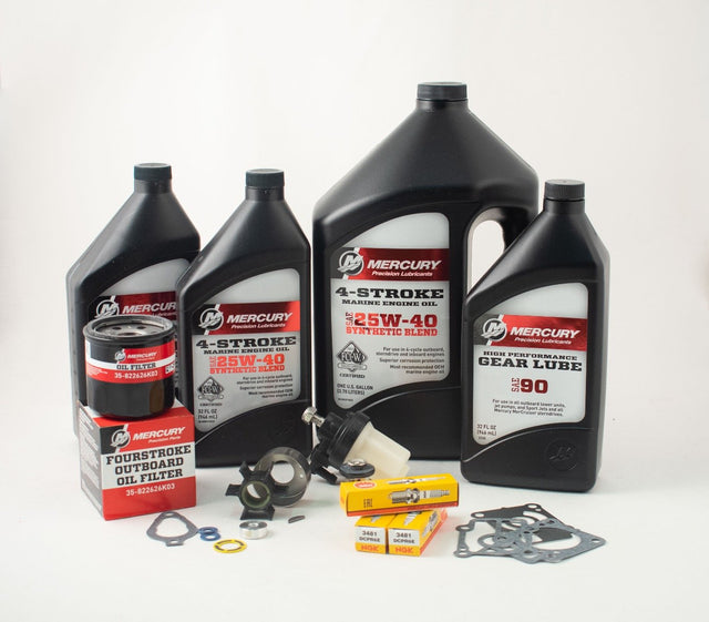 Mercury 20/30 HP Complete 300 Hour Service Maintenance Kit 25W-40 Synthetic Blend - 8M0120839 - S/N 0R106999 & Above