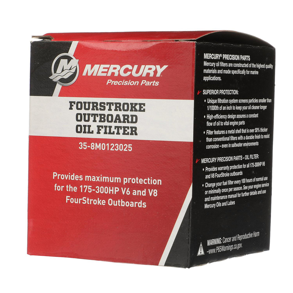 Mercury 175 to 300 HP V6 & V8 Outboard Oil Filter - 35-8M0123025