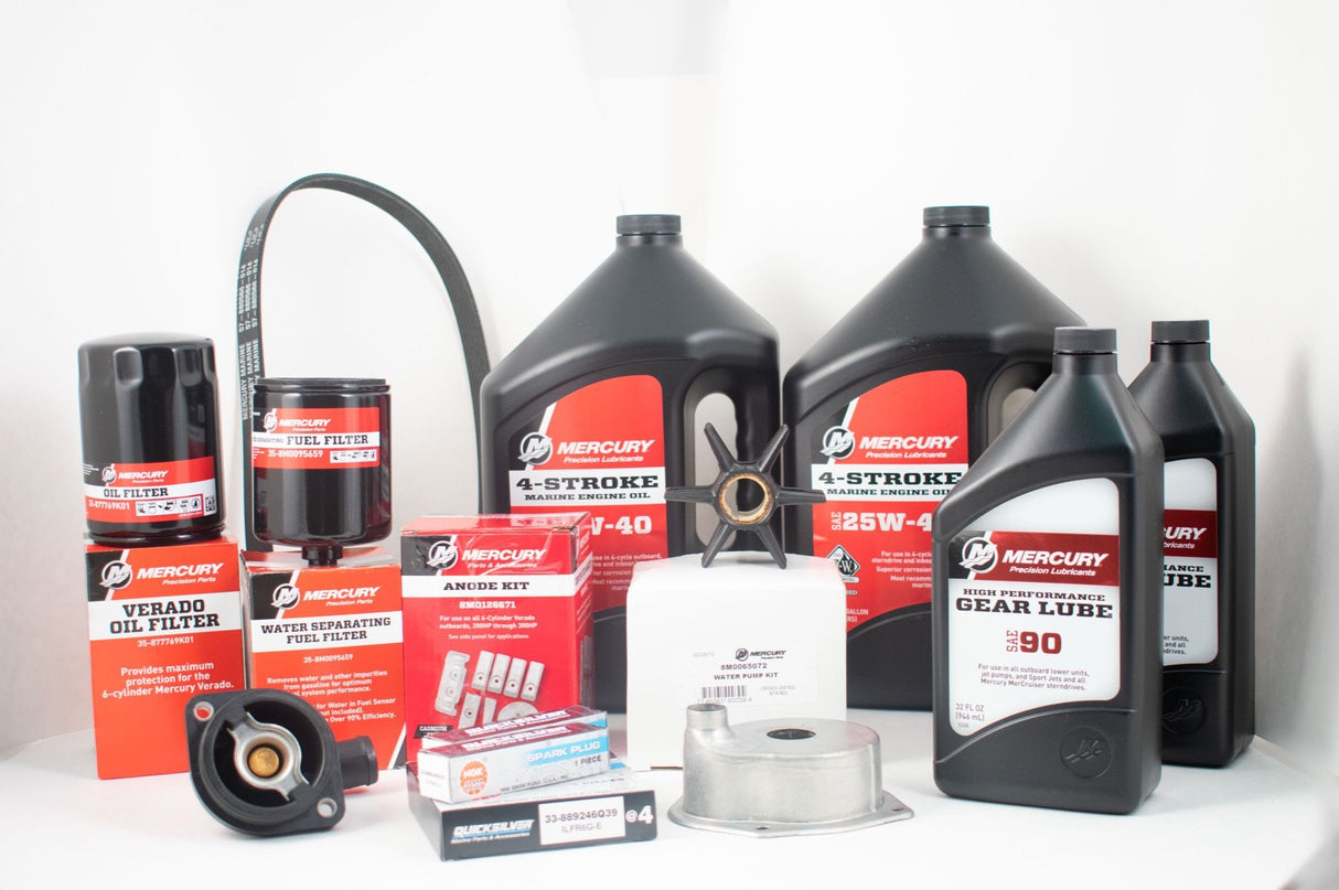 Mercury Verado 200 225 250 275 300 HP L6 Complete 300 Hour Service Maintenance Kit 25W-40 - S/N 2B144123 & Up - 8M0133617