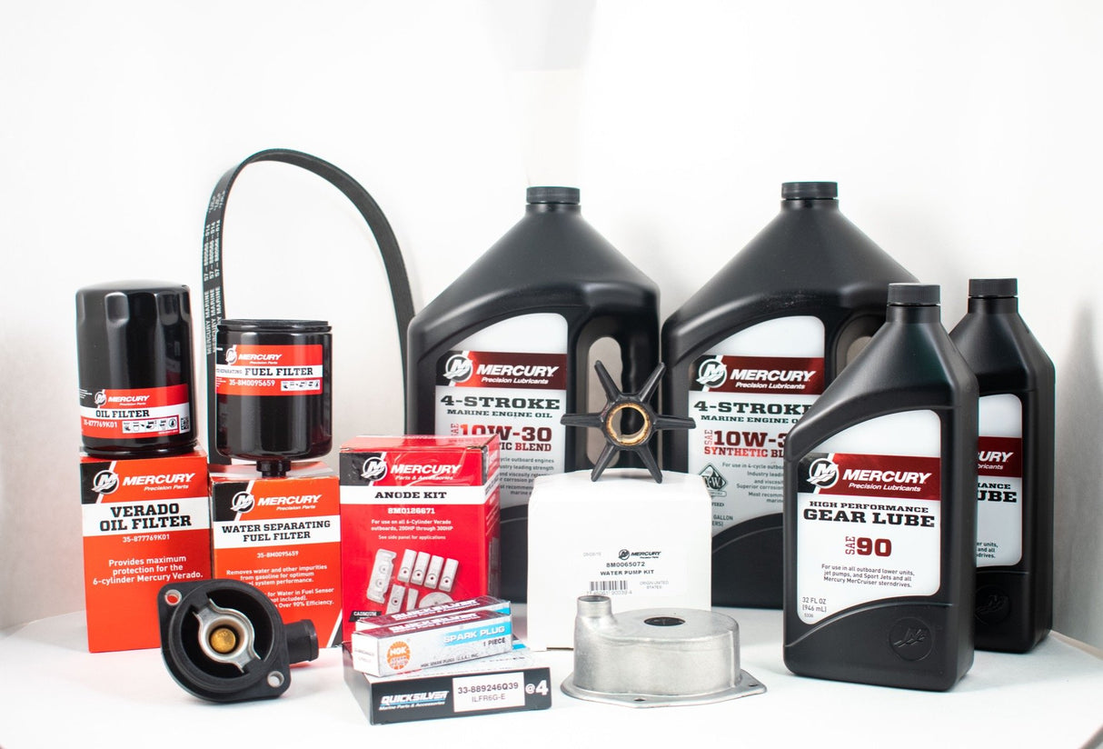 Mercury Verado 200 225 250 275 300 HP L6 Complete 300 Hour Service Maintenance Kit 10W-30 Synthetic Blend - S/N 2B144123 & Up - 8M0133617