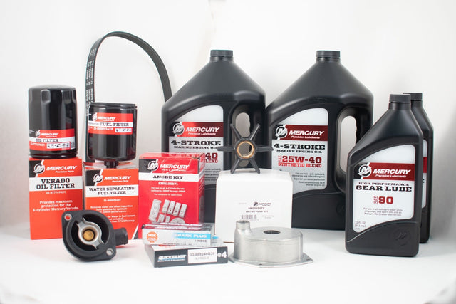 Mercury Verado 200 225 250 275 300 HP L6 Complete 300 Hour Service Maintenance Kit 25W-40 Synthetic Blend - 2B144123 & Up - 8M0133617