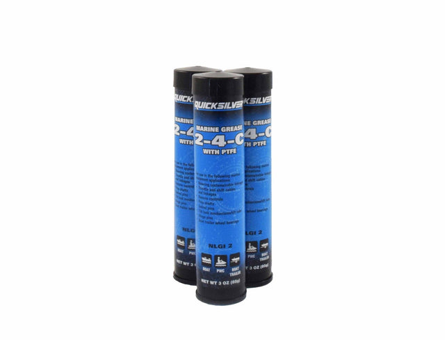 Mercury Quicksilver - 2-4-C Marine Lubricant with PTFE - Three 3 oz Grease Gun Cartridges - 92-802861Q1