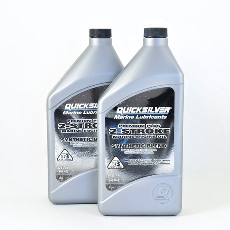 Quicksilver 2-Stroke Premium Plus TCW3 Synthetic Blend Marine Engine Oil "“ Quart - 92-858026Q01 - 2 Pack
