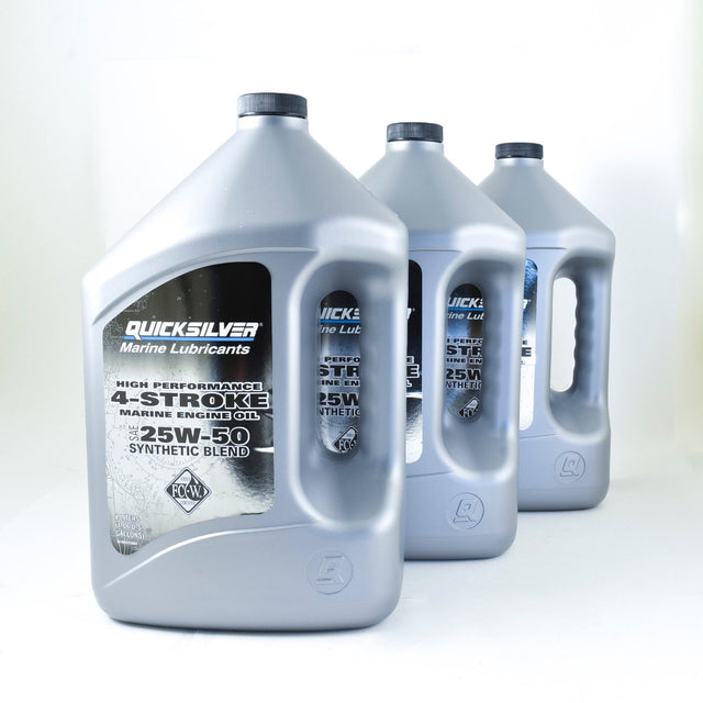 Quicksilver 4"‘Stroke Marine Oil Synthetic Blend 25W50 - Gallon - 92-8M0053664 - 3 Pack