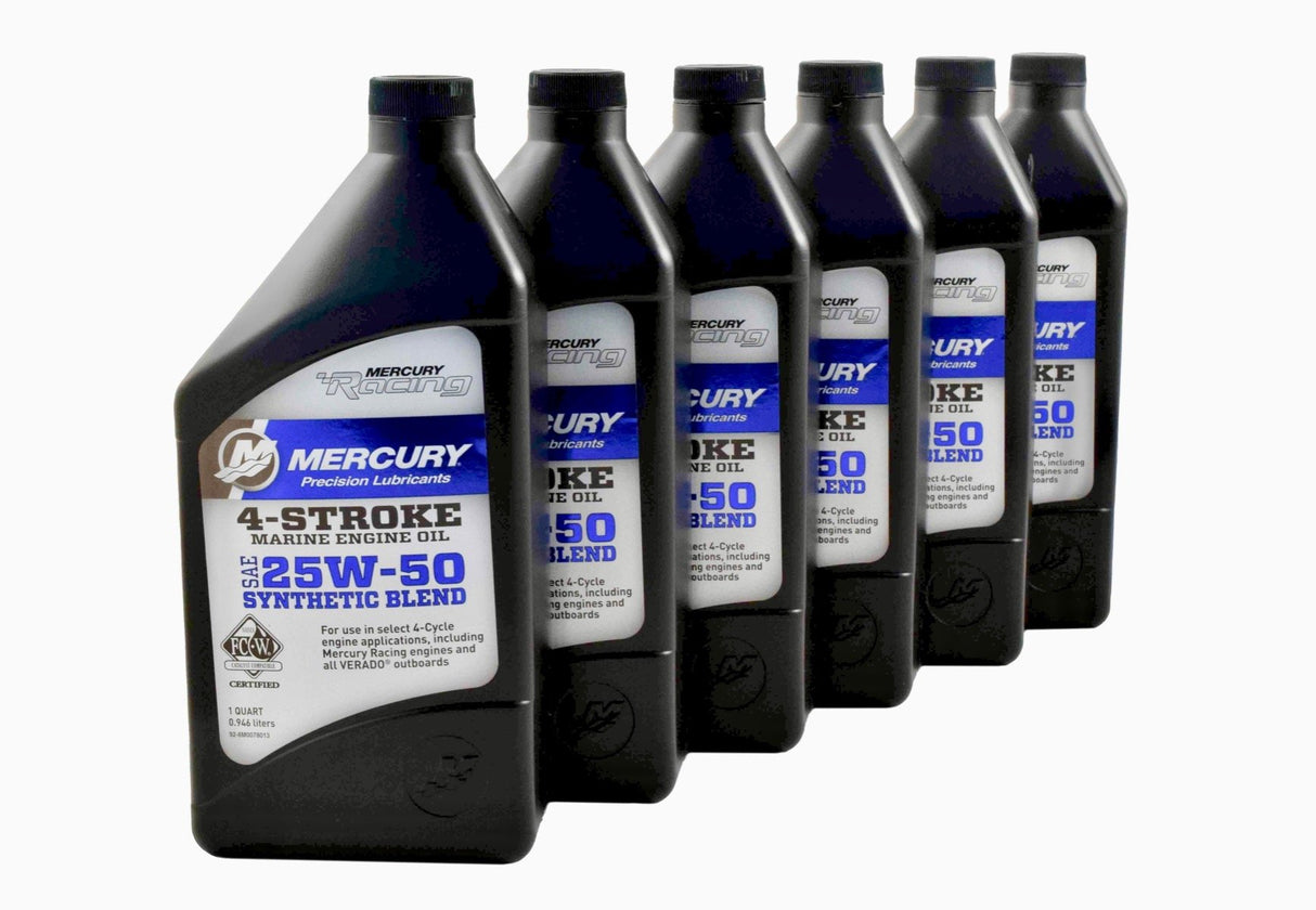 Mercury Verado Racing Oil - 25W-50 Synthetic Blend - Quart - 92-8M0078013 - 6-Pack