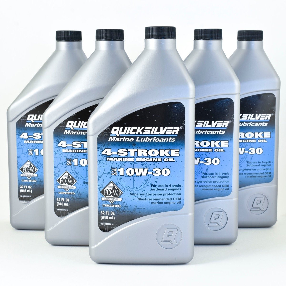 Quicksilver 4"‘Stroke 10W30 Marine Engine Oil - Quart - 92-8M0078616 - 6 Pack