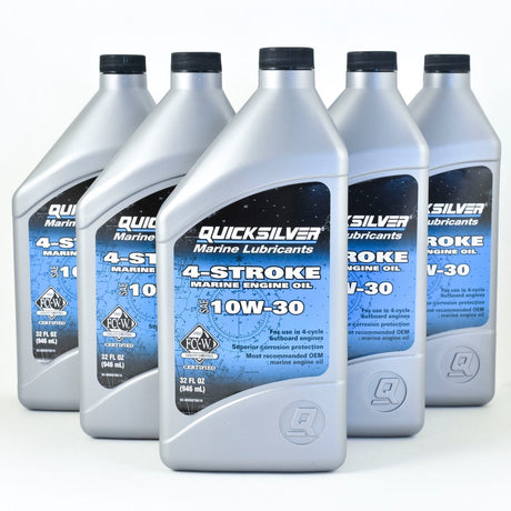 Quicksilver 4"‘Stroke 10W30 Marine Engine Oil - Quart - 92-8M0078616 - 6 Pack