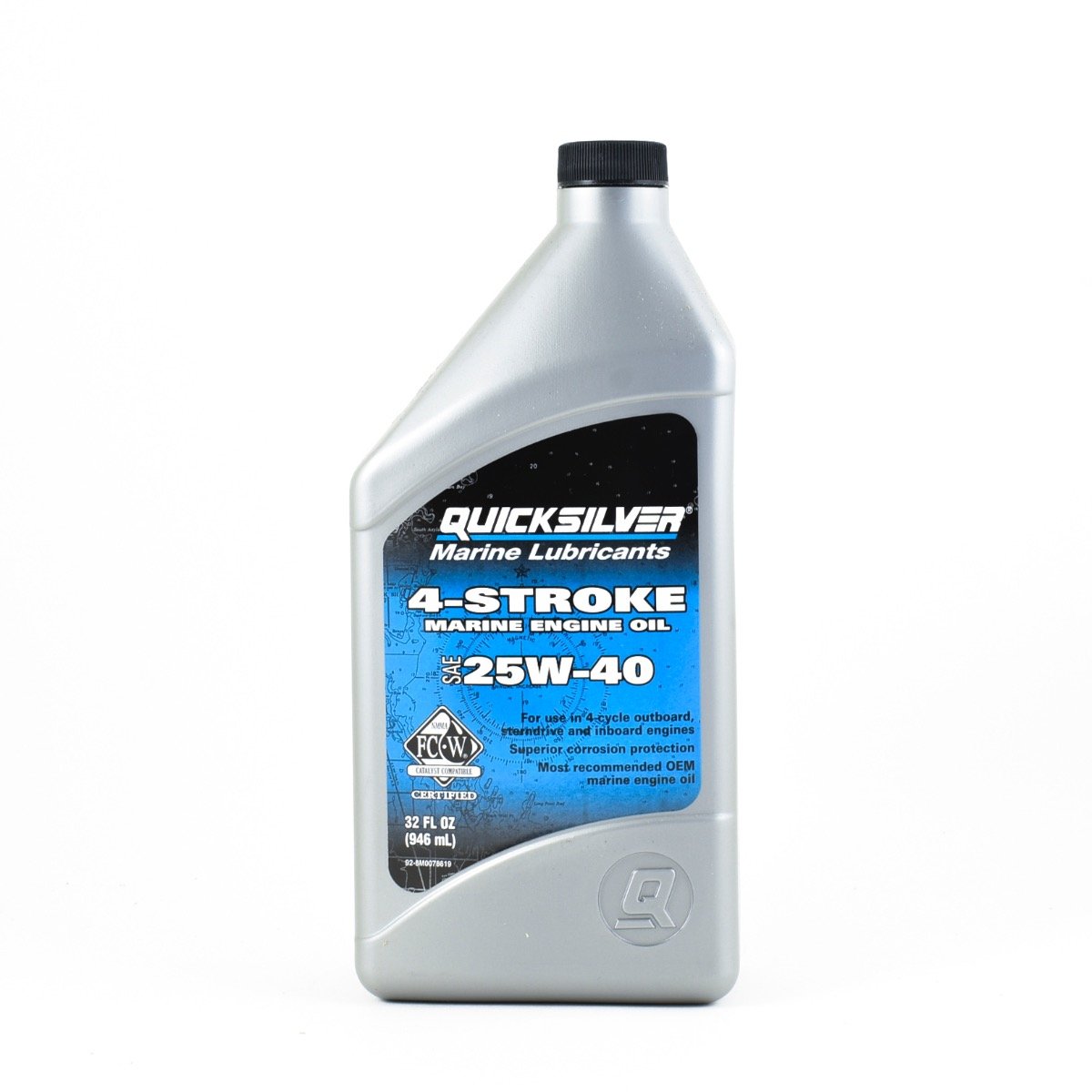 Quicksilver 4‑Stroke Marine Engine Oil 25W40 - 1 QUART - 92-8M0078619