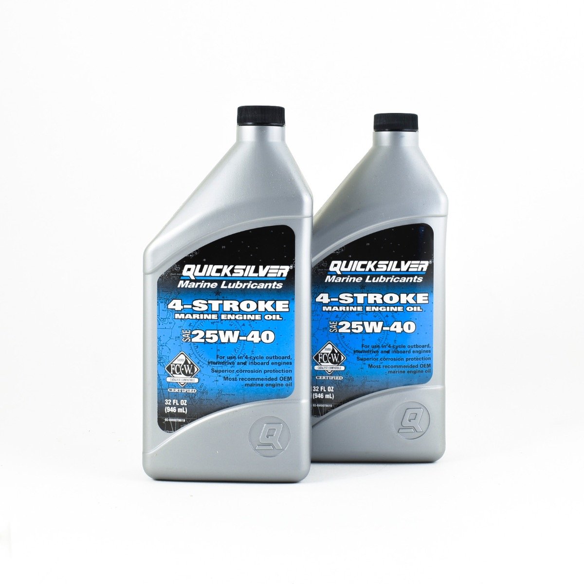 Quicksilver 4"‘Stroke Marine Engine Oil 25W40 - Quart - 2 Pack -92-8M0078619