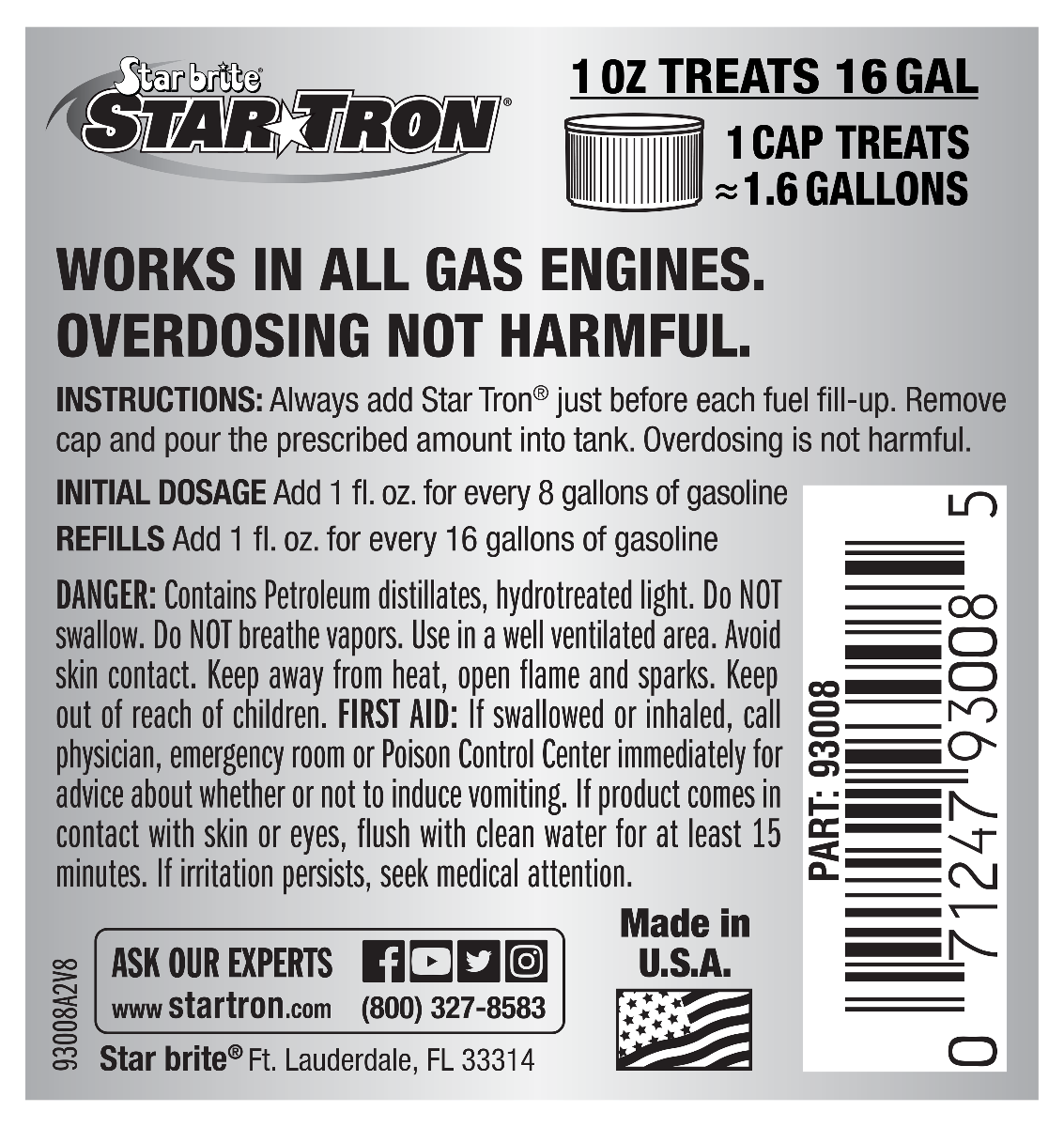 Starbrite - Star Tron Enzyme Fuel Treatment - Concentrated Gas Formula - 1 Gallon - 93000
