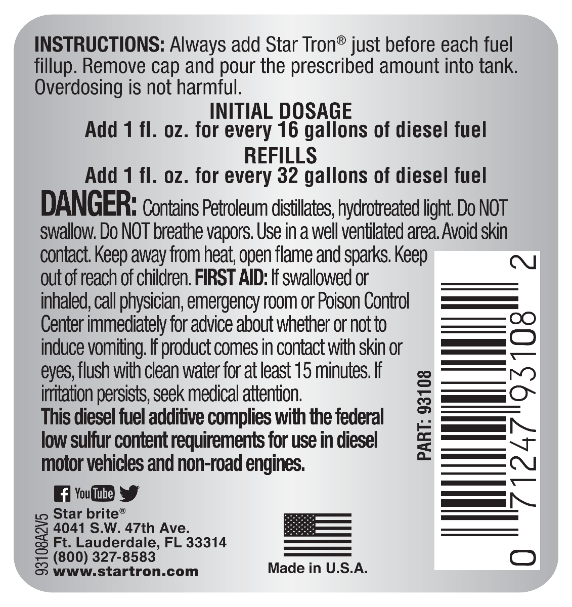 Starbrite - Star Tron Enzyme Fuel Treatment - Super Concentrated Diesel Formula - 16 oz - 93116