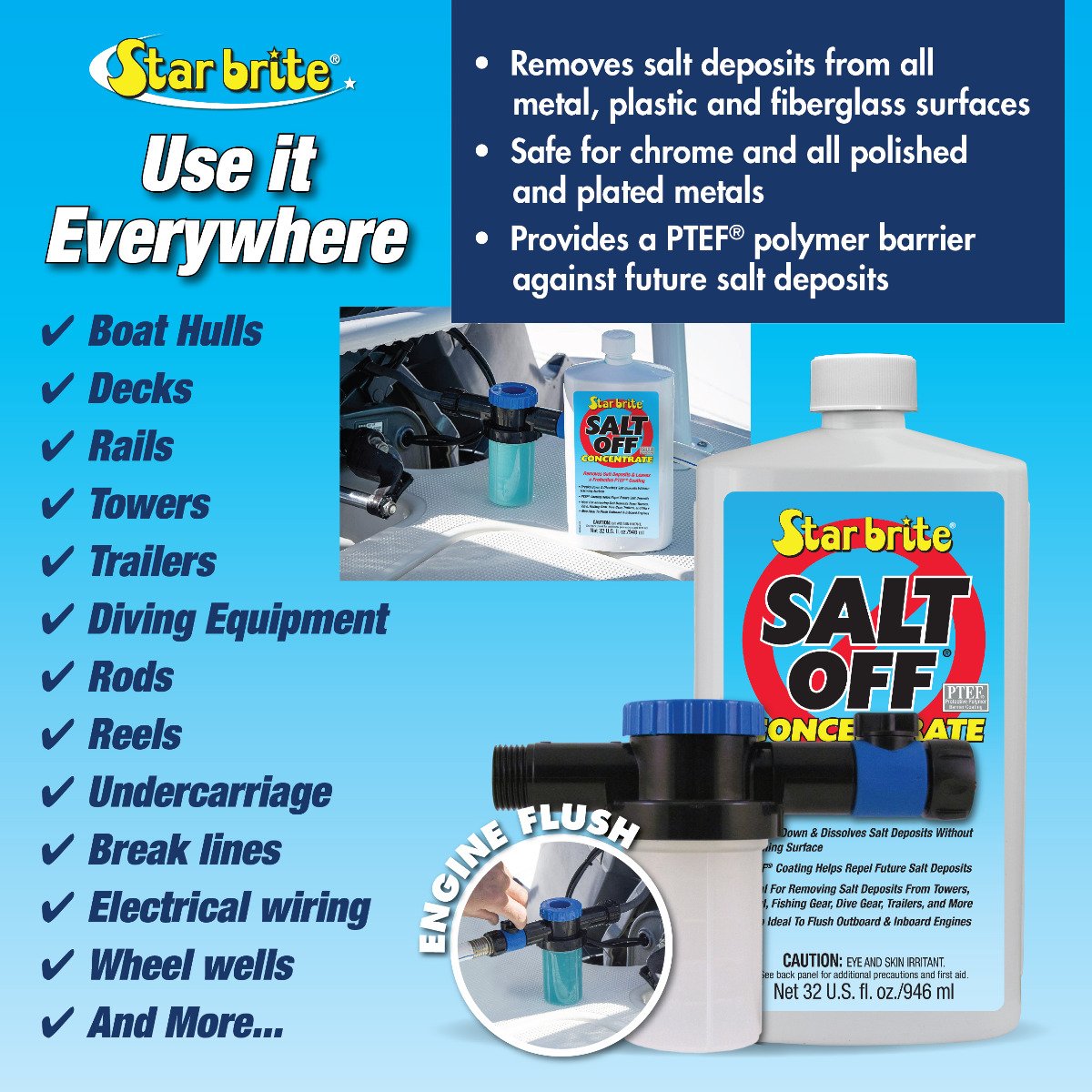 Starbrite - Salt Off Concentrate with PTEF (93932) & Salt Off Applicator (94100) - 32oz. - Bundle & Save!