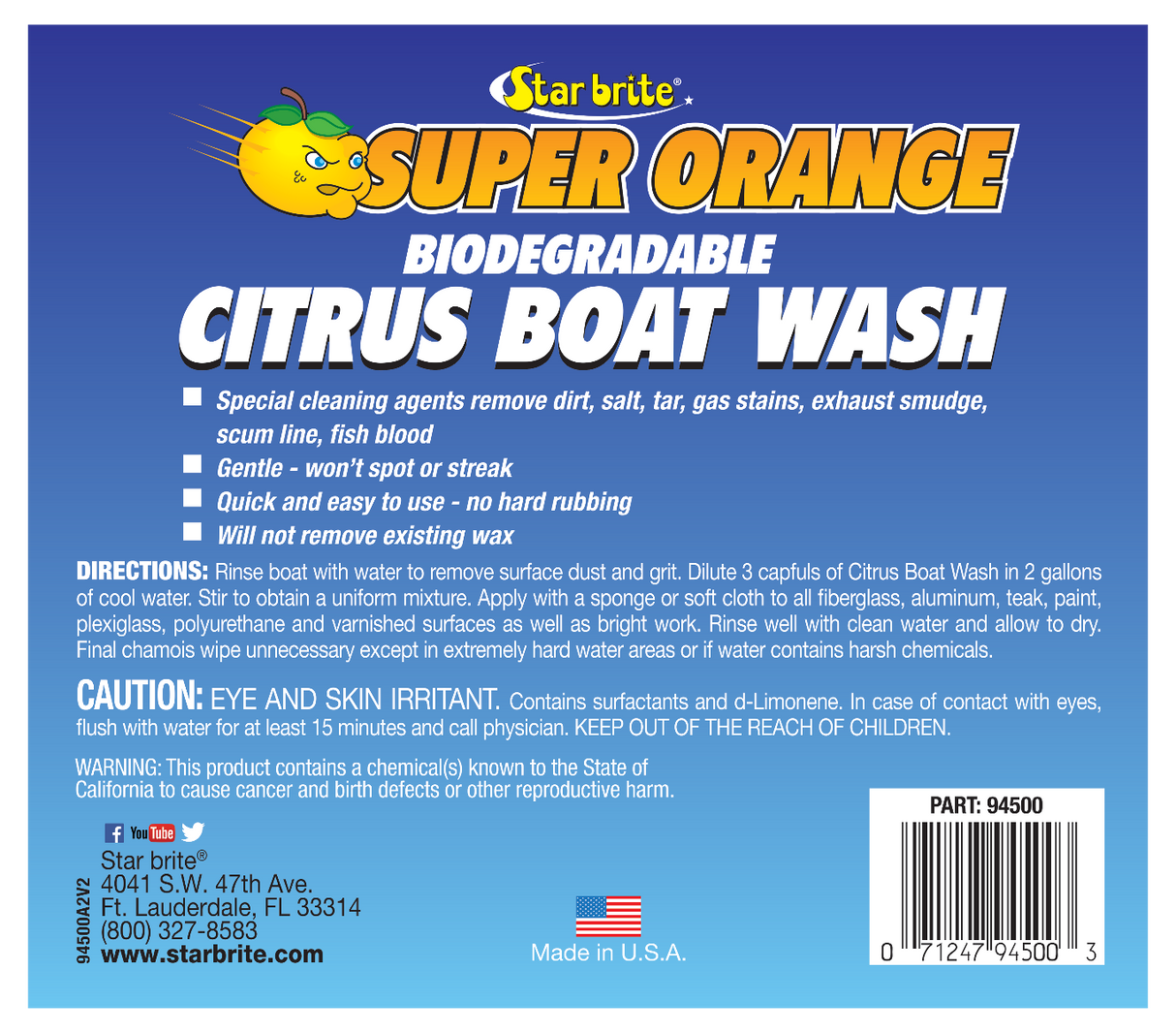 Starbrite - Super Orange Citrus Boat Wash - 1 Gallon - 94500