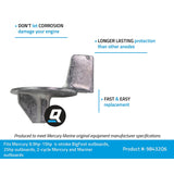 Mercury Quicksilver 98432Q6 Outboard Zinc Anode Trim Tab - Fits Mercury/Mariner 9.9/ - 15 HP (323cc) Four Stroke Bigfoot - Force 25 HP - Various Mercury/Mariner 2-cycle Outboards