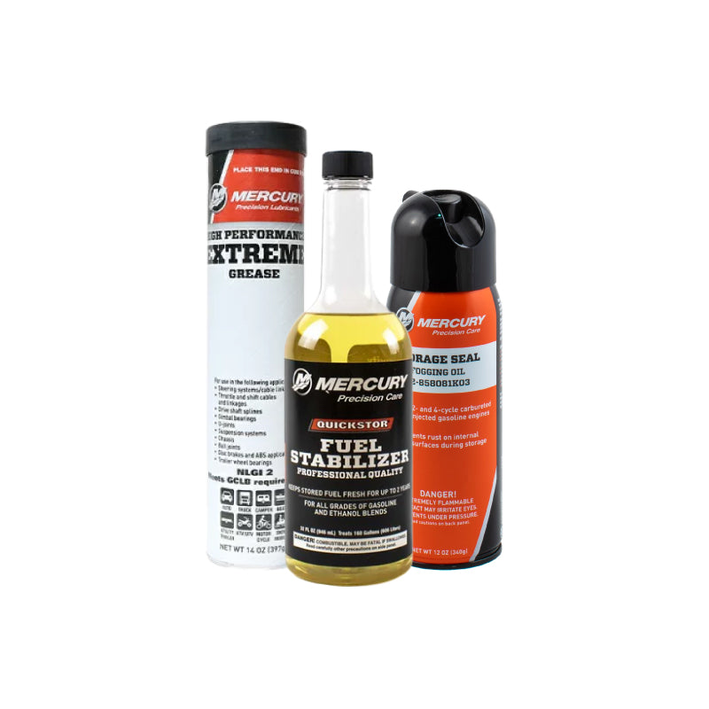 Mercury Outboard Winterizing Kit – 32 oz Stabilizer, Fogging Oil & Mercury Extreme Grease 14 oz