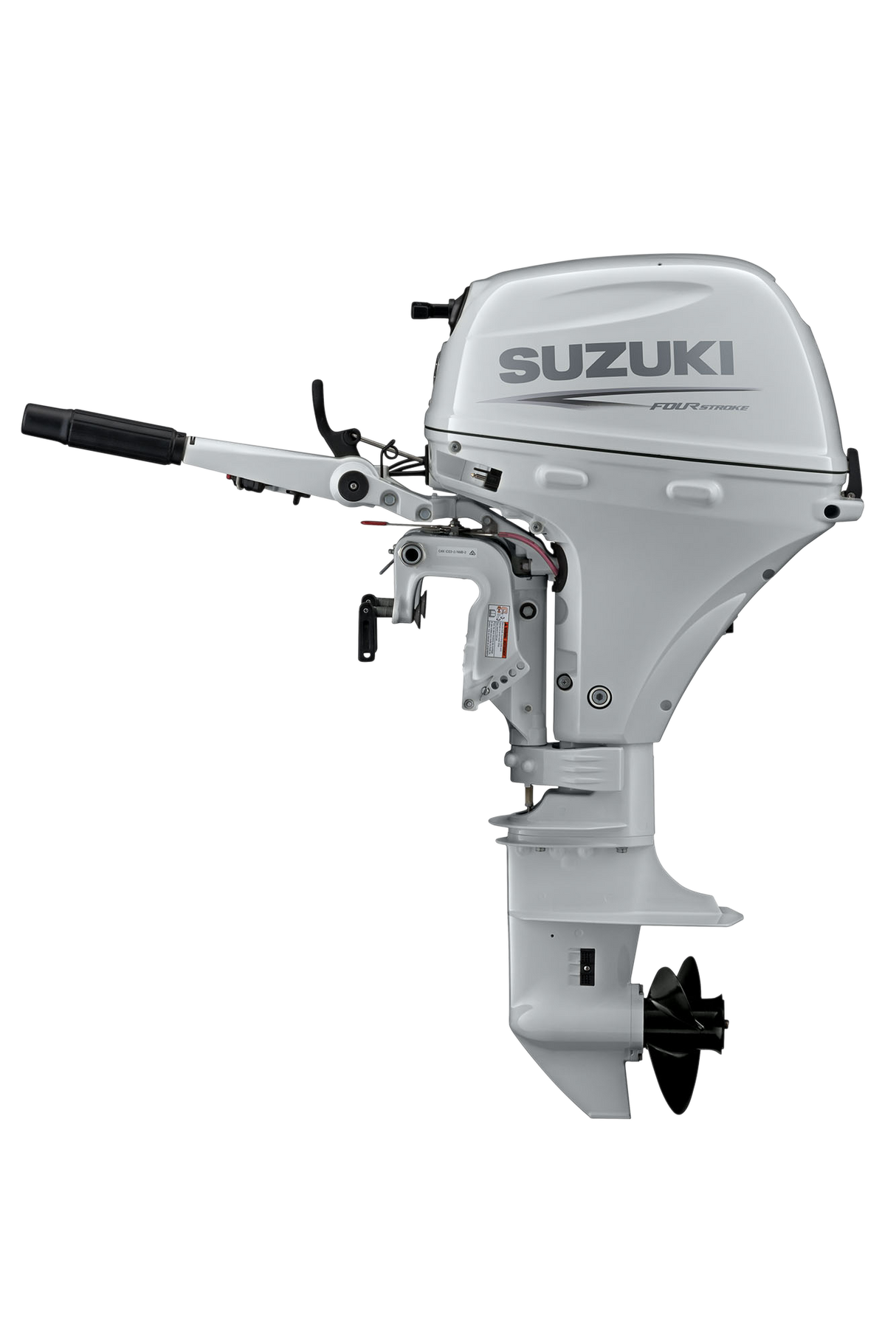Suzuki Portable DF20ASW4 Outboard - 15" Shaft | Tiller Handle | Manual Start | Manual Tilt | 20 HP | 97 Lbs | Cool White