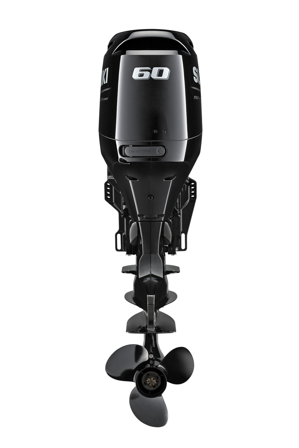 Suzuki Mid-Size DF60ATHL Outboard - 20" Shaft | Tiller Handle | Electric Start | Power Trim & Tilt | 60 HP | Nebular Black